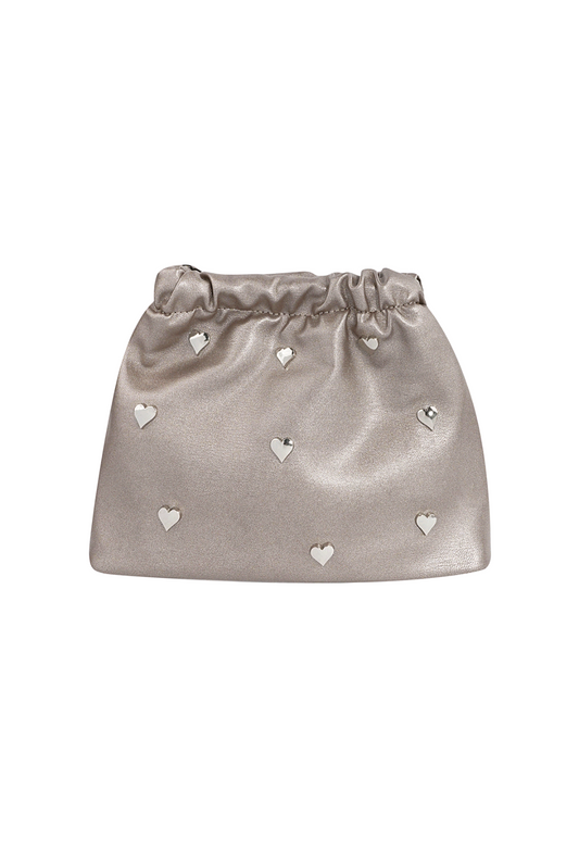 Dames Adore you schoudertas met hartvormige studs - Metallic (Taupe) | Festival Ready collectie