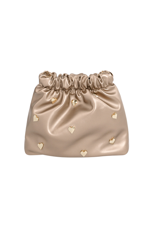 Dames Adore you schoudertas met hartvormige studs - Beige | Festival Ready collectie