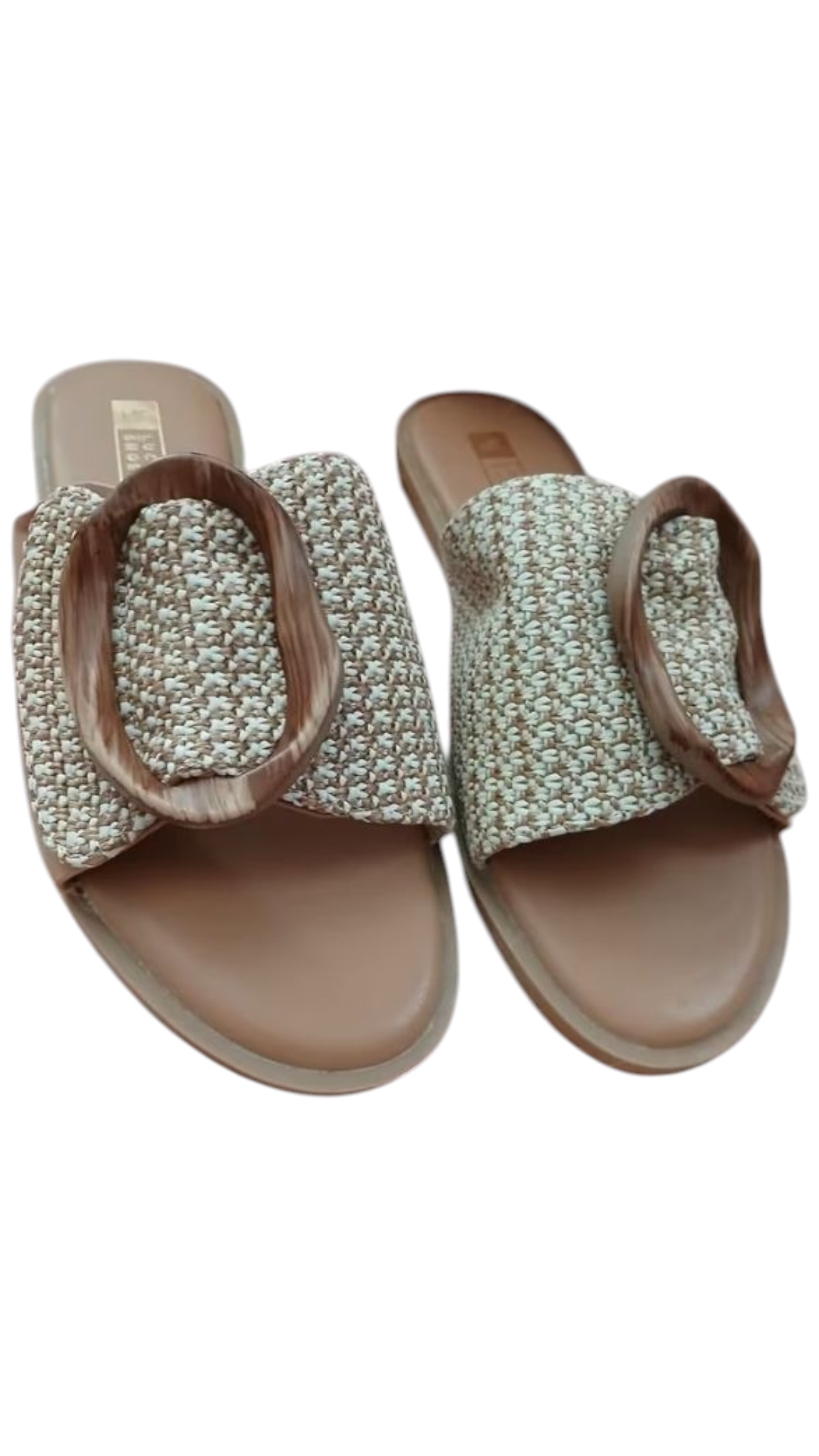 Dames slipper met grote gesp (sier) - Beige/ Camel | End of Summer collectie