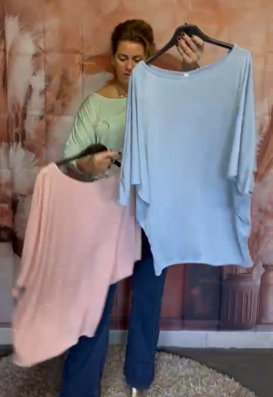 Dames vleermuis top met glitters - Roze | Lente & Pastels collectie