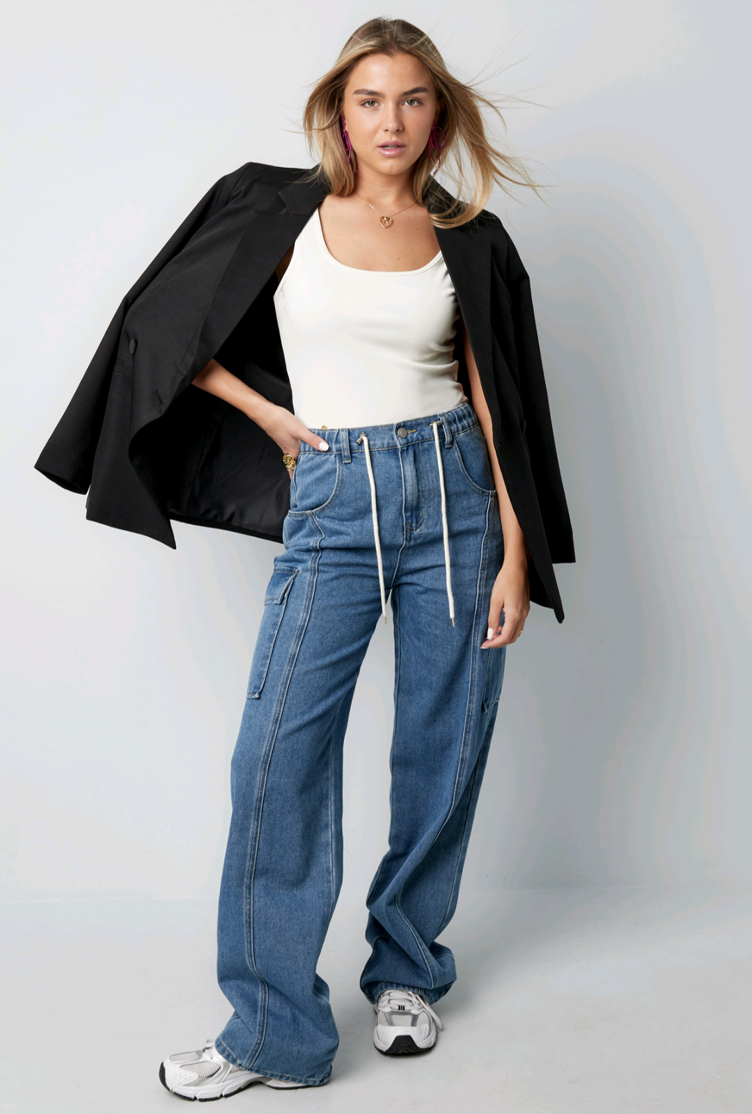 Gimme: Cargo jeans dames met aantrek koord; Confidence | Fall4me collectie