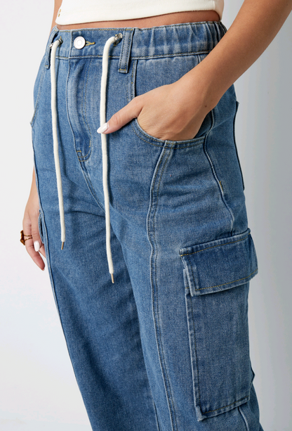 Gimme: Cargo jeans dames met aantrek koord; Confidence | Fall4me collectie