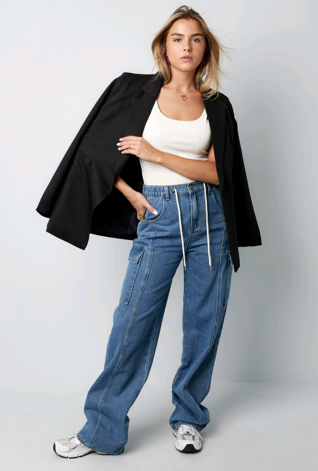 Gimme: Cargo jeans dames met aantrek koord; Confidence | Fall4me collectie