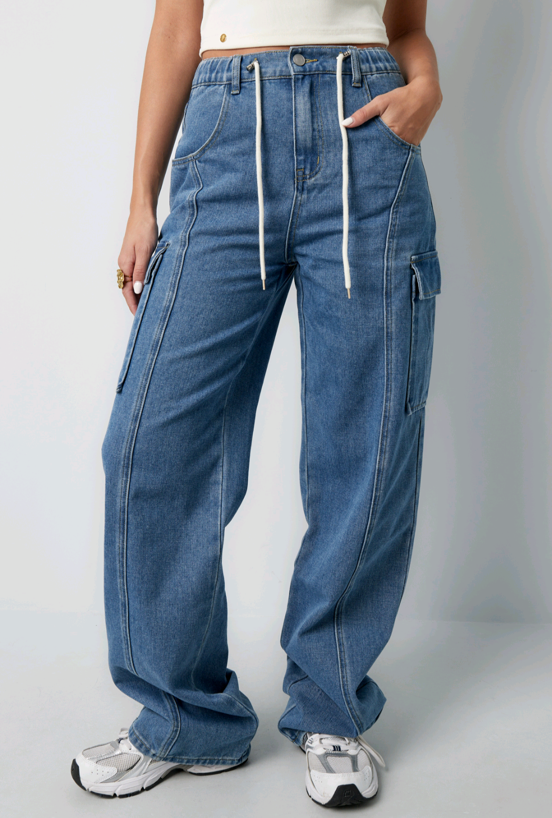 Gimme: Cargo jeans dames met aantrek koord; Confidence | Fall4me collectie