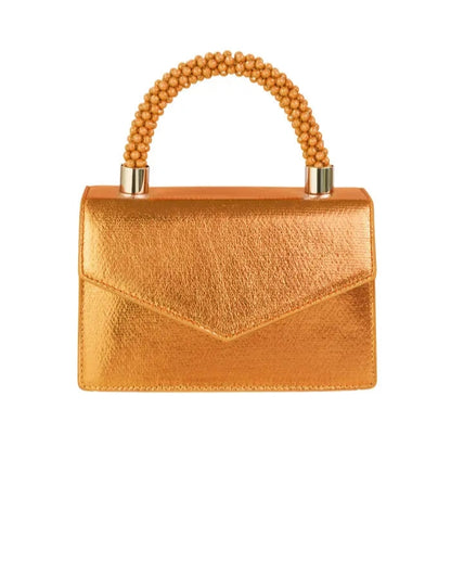 Kleine dames enveloptas/ schoudertas /crossbody met "candy" handvat - Metallic oranje | Festival Ready collectie