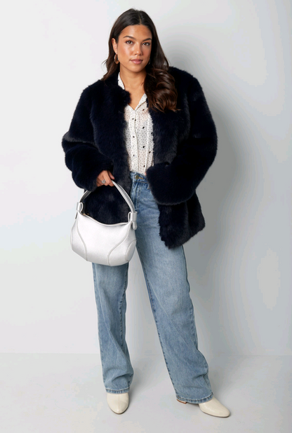 Faux fur jas dames - Blauw (Navy)| Fall4Me collectie