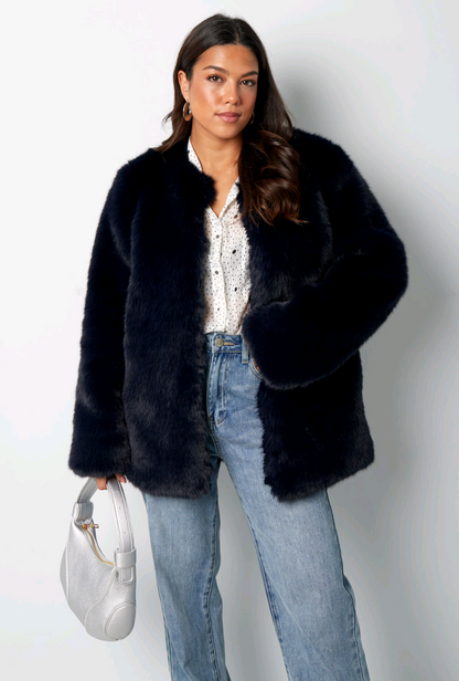 Faux fur jas dames - Blauw (Navy)| Fall4Me collectie