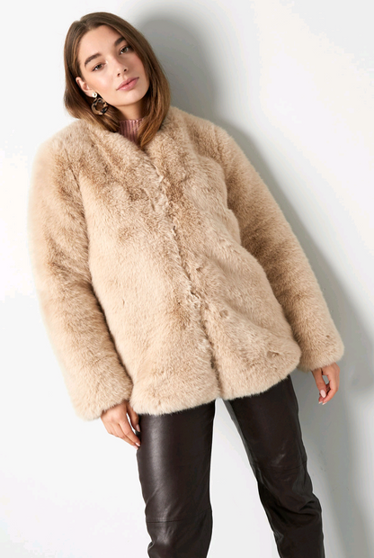 Faux fur jas dames - Beige | Fall4Me collectie