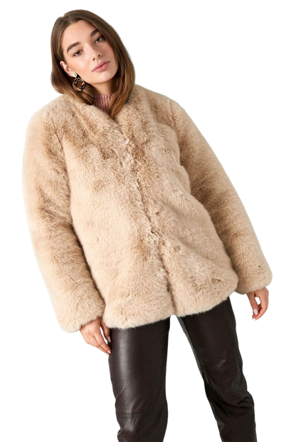 Faux fur jas dames - Beige | Fall4Me collectie