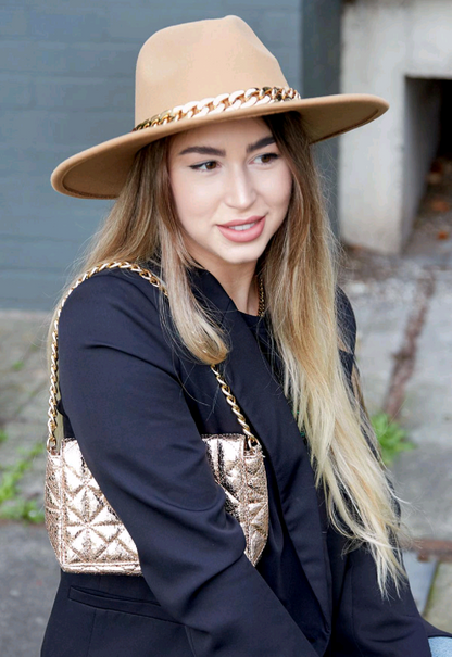 Fedora hoed dames met ketting - Linde groen | Fall4me collectie