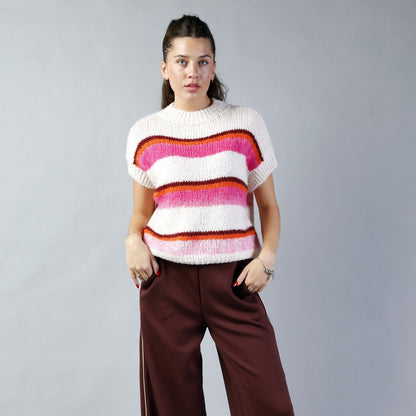 Amélie & Amélie: gebreide trui met korte mouwen dames; Battipaglia - Roze