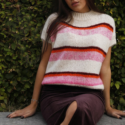 Amélie & Amélie: gebreide trui met korte mouwen dames; Battipaglia - Roze