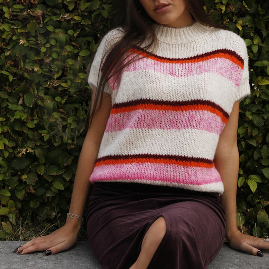 Amélie & Amélie: gebreide trui met korte mouwen dames; Battipaglia - Roze