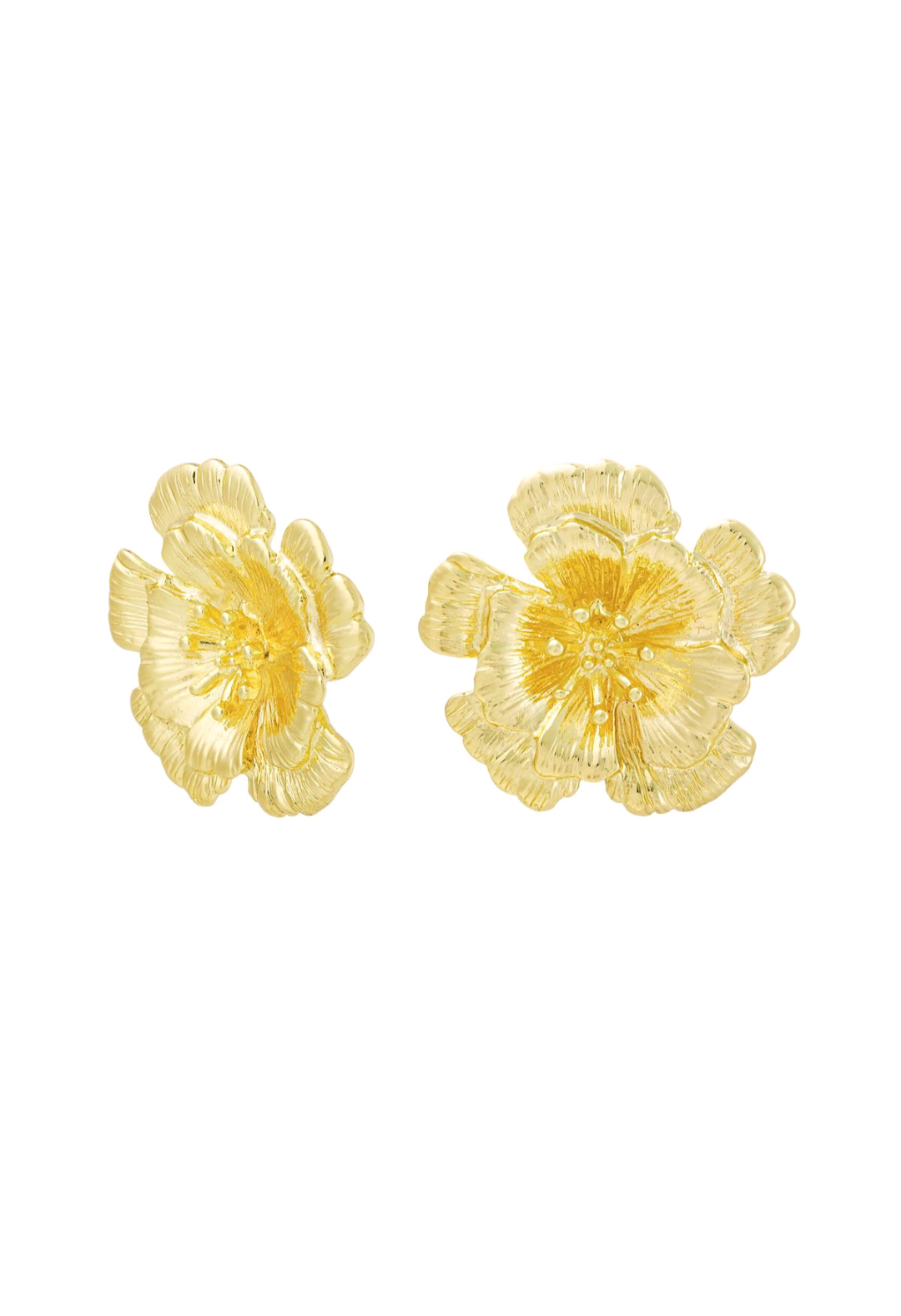 Gouden oorbellen dames; 3D bloem