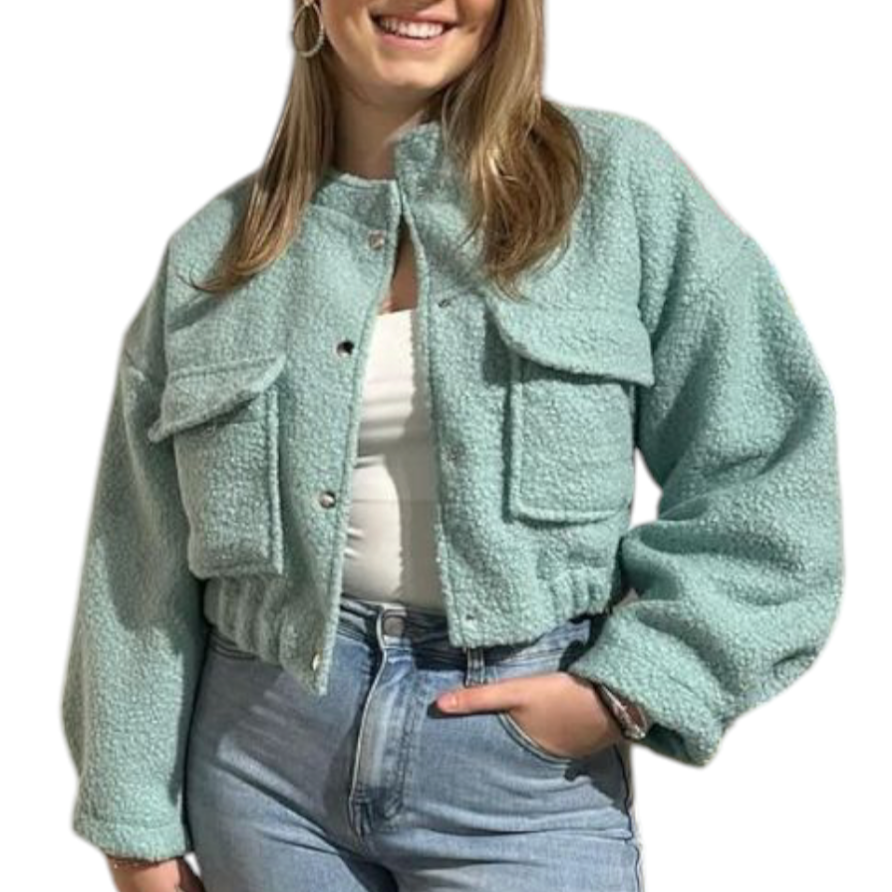 Zoë - Teddy bomberjack dames - Groen | Selflove collectie