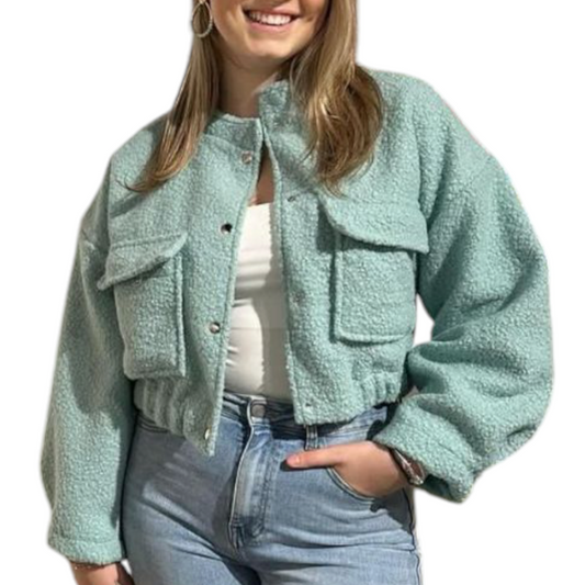 Zoë - Teddy bomberjack dames - Groen | Selflove collectie