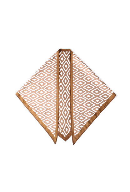 Driehoek sjaal/ grote neksjaal dames; grafische print - Cognac/ Bruin