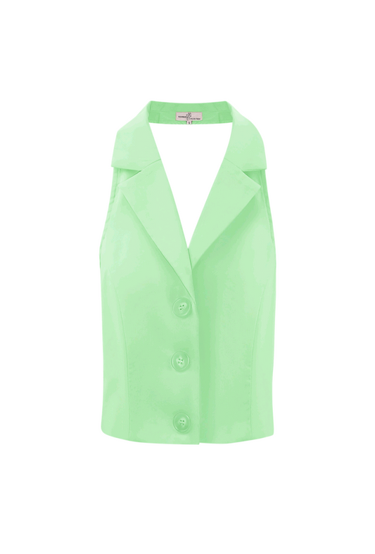 Dani; dames haltertopje/ gilet - groen | Lente & Pastels collectie