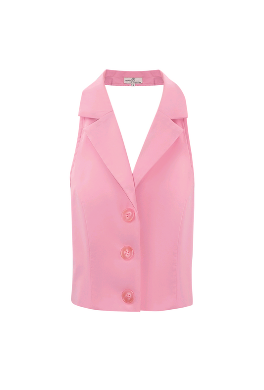 Dani; dames haltertopje/ gilet - Licht roze | Lente & Pastels collectie