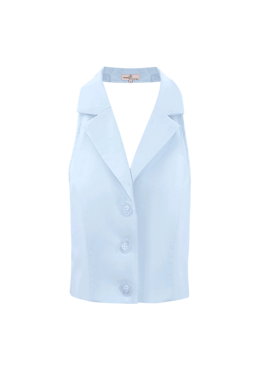 Dani; dames haltertopje/ gilet - Lichtblauw | Lente & Pastels collectie