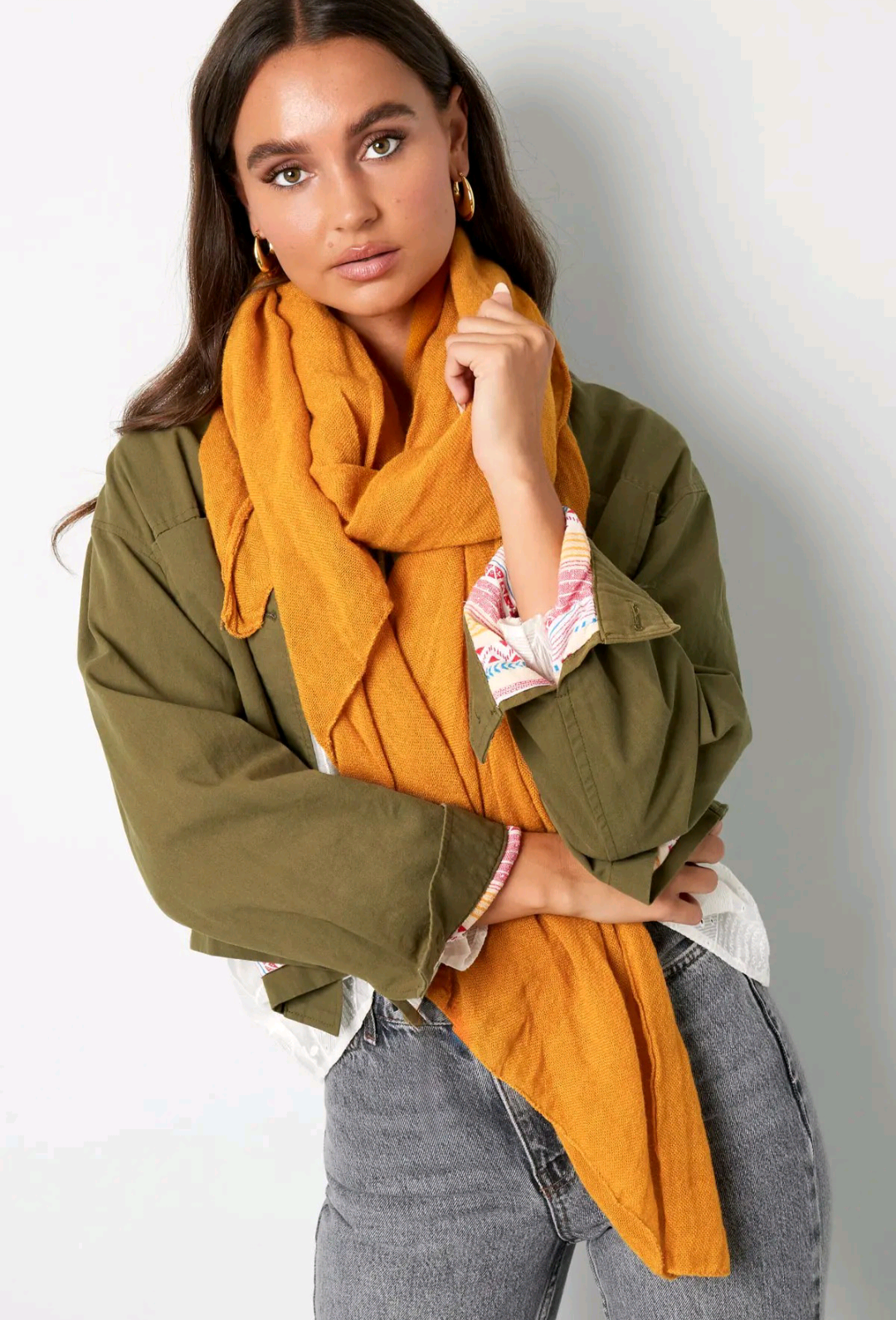 Herfst sjaal dames/ Winter sjaal effen kleur - Olijfgroen | Fall4me collectie