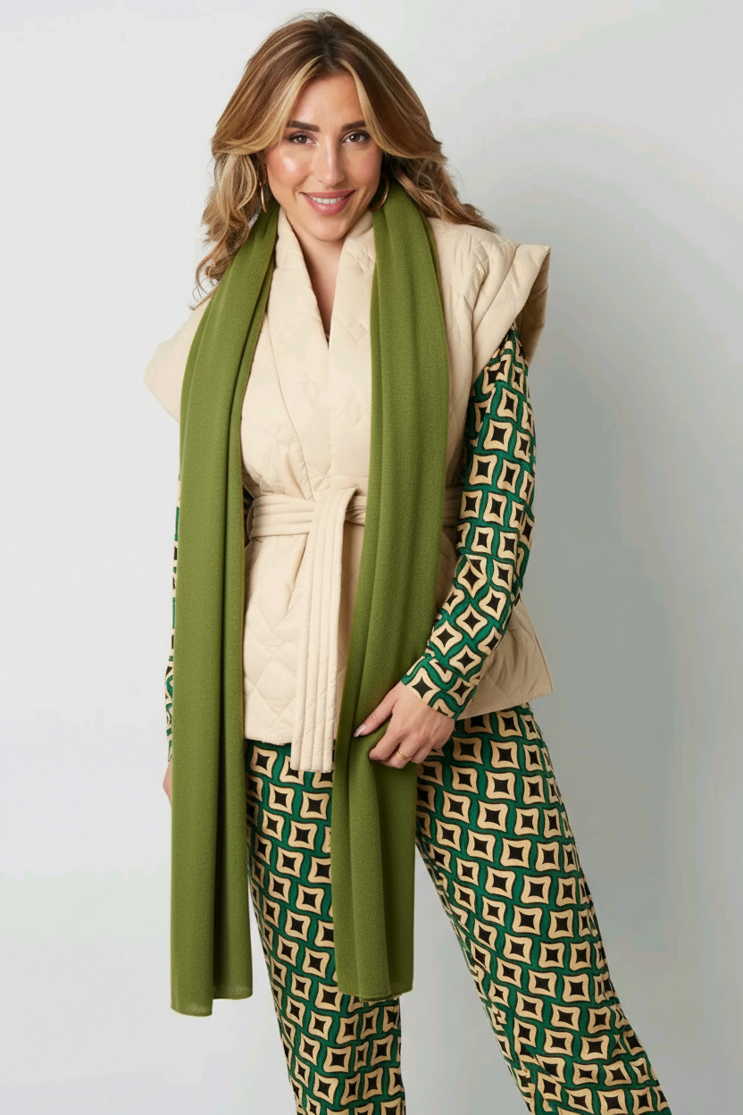 Herfst sjaal dames/ Winter sjaal effen kleur - Olijfgroen | Fall4me collectie