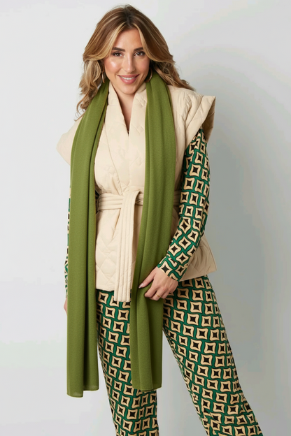 Herfst sjaal dames/ Winter sjaal effen kleur - Olijfgroen | Fall4me collectie