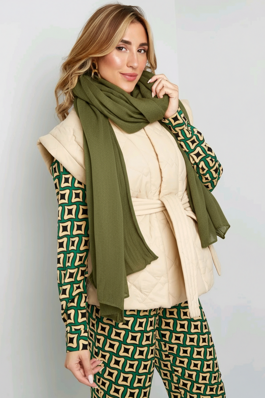 Herfst sjaal dames/ Winter sjaal effen kleur - Olijfgroen | Fall4me collectie