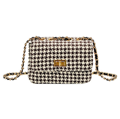 Pied de Poule dames tas - Zwart/ Beige