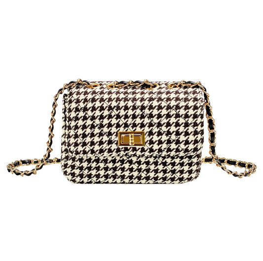 Pied de Poule dames tas - Zwart/ Beige