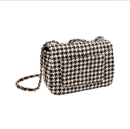 Pied de Poule dames tas - Zwart/ Beige