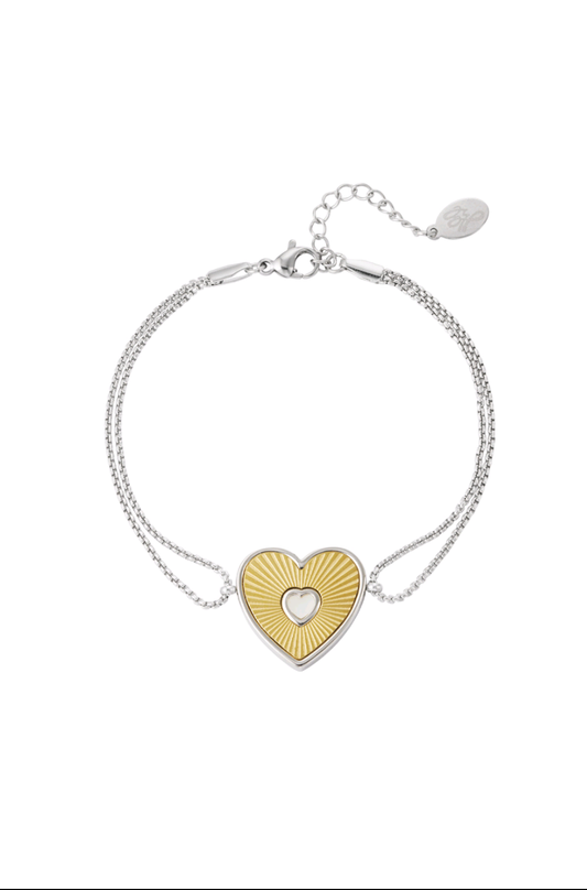 Zilveren gouden dames armband RVS Stainless steel