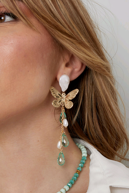 Dames oorbellen met vlinders - Licht blauw| Animal collectie