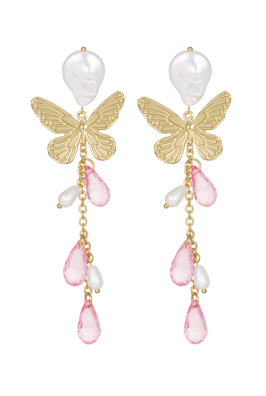 Dames oorbellen met vlinders -  roze | Animal collectie
