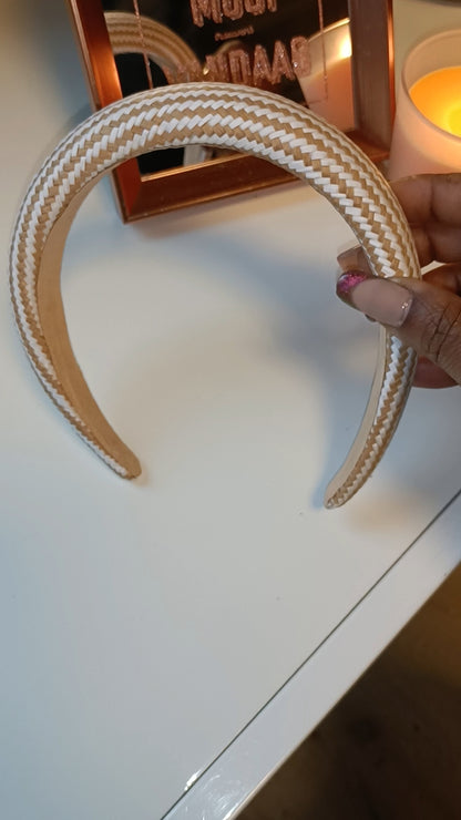 Diadeem haarband dikke dames haarband zigzag - Beige | Tee Time collectie