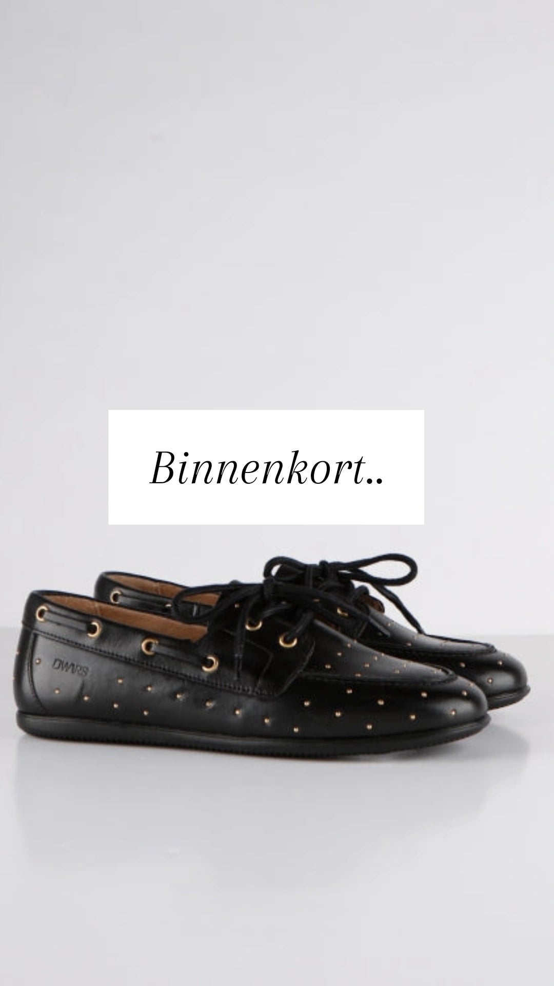 DWRS Label leren mocassin; Latty small studs - Black