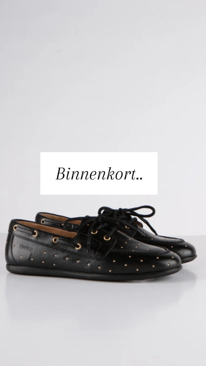 DWRS Label leren mocassin; Latty small studs - Black