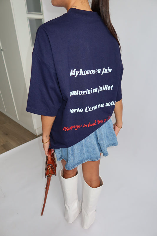 Priority: Ann-Fleur t-shirt dames; Santorini Tee - Navy/ Marineblauw | Tee Time collectie
