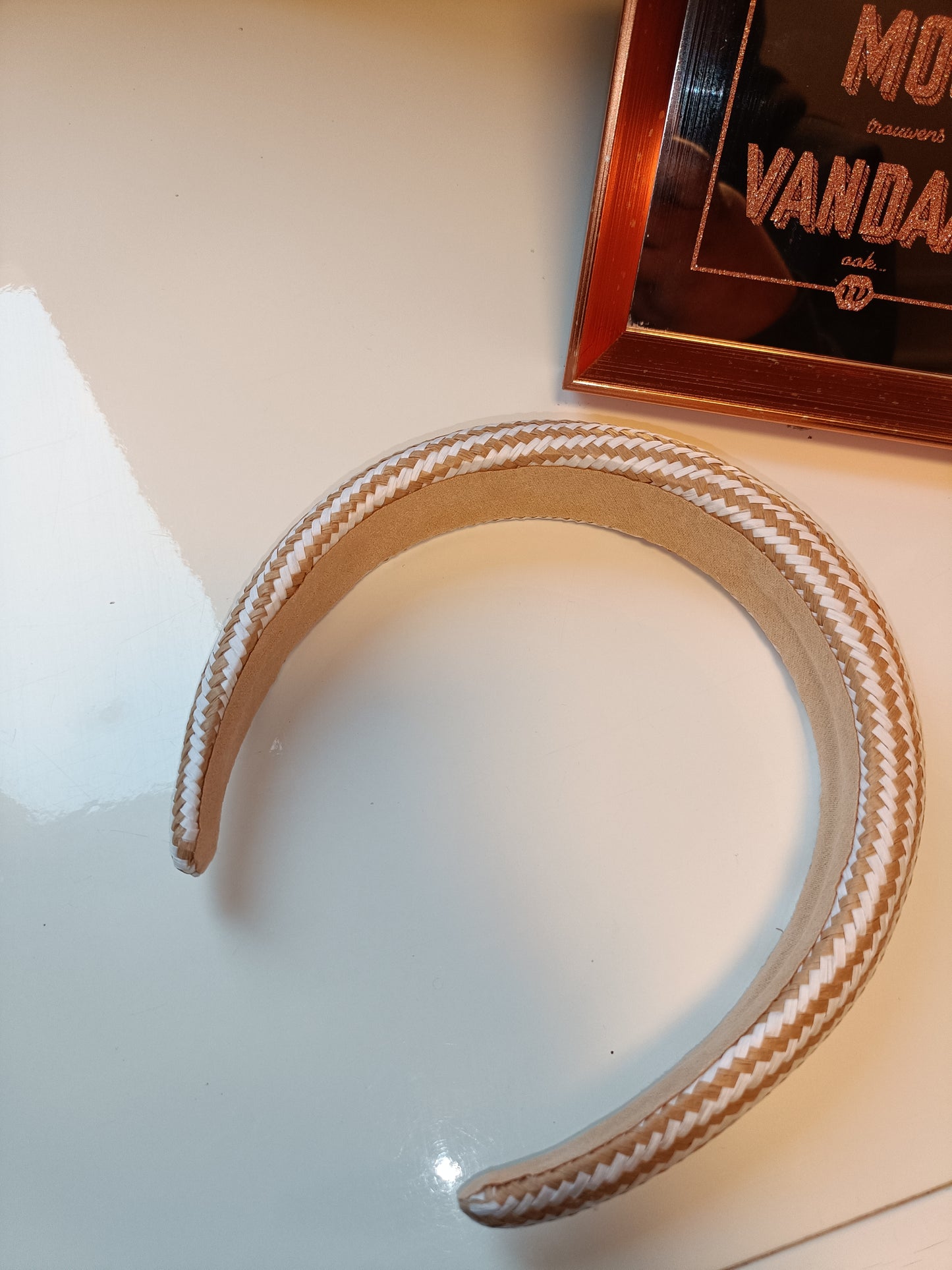 Diadeem haarband dikke dames haarband zigzag - Beige | Tee Time collectie