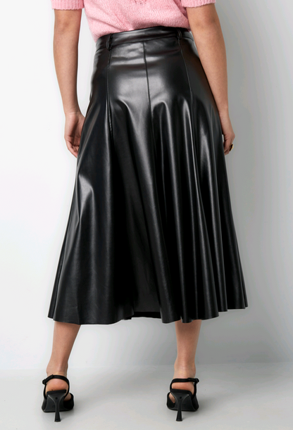 Gimme: Leatherlook/ imitatie leren rok dames - Zwart | Fall4me collectie
