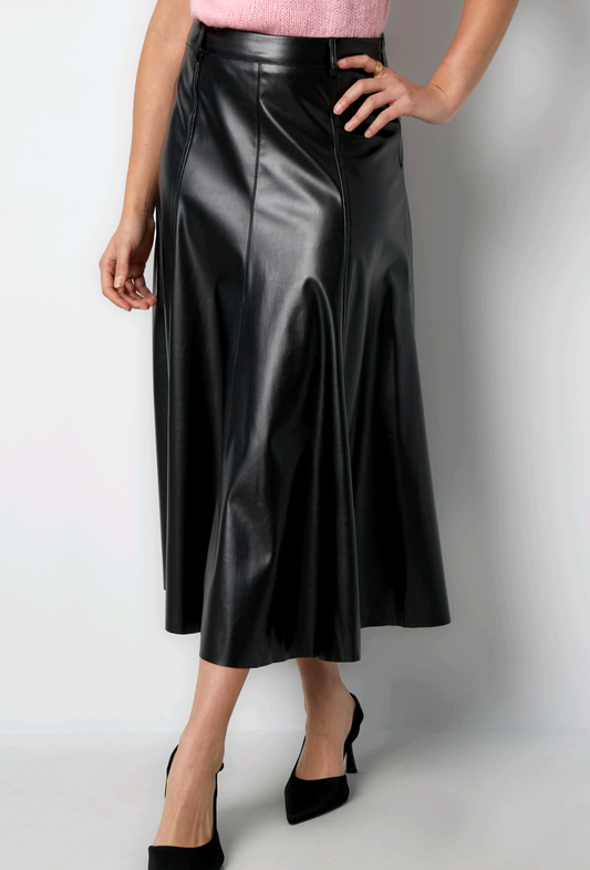 Gimme: Leatherlook/ imitatie leren rok dames - Zwart | Fall4me collectie