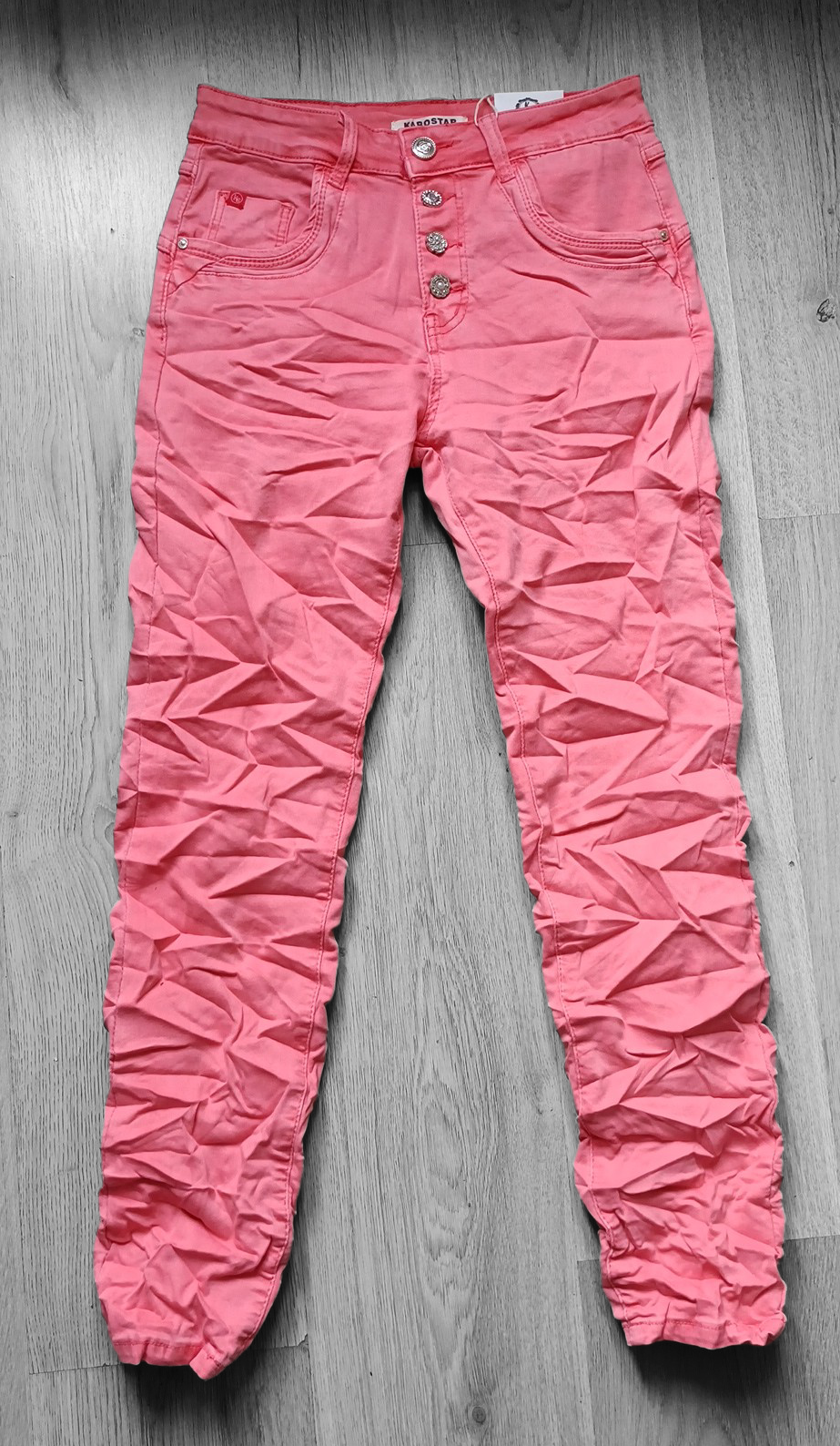 Karostar jeans met knoopsluiting - Koraal roze