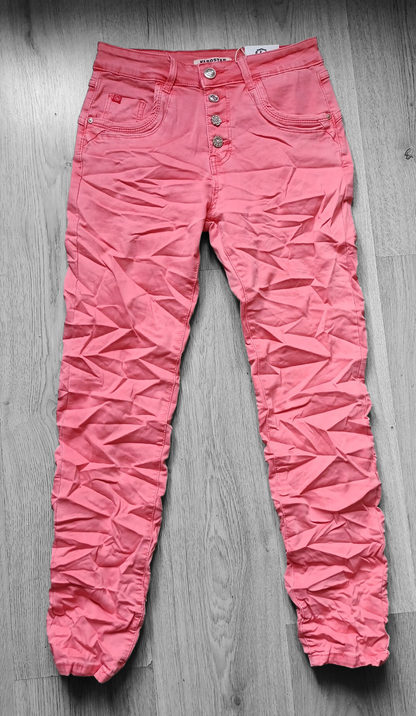 Karostar jeans met knoopsluiting - Koraal roze