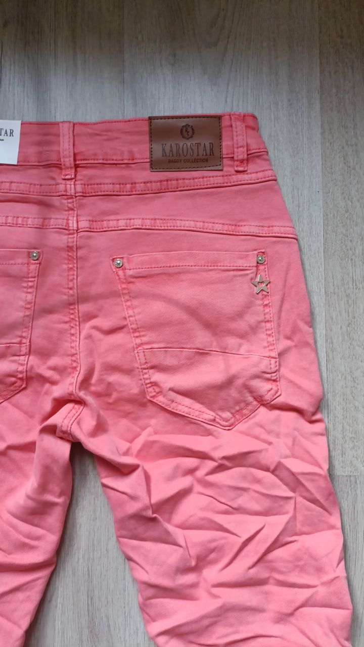 Karostar jeans met knoopsluiting - Koraal roze