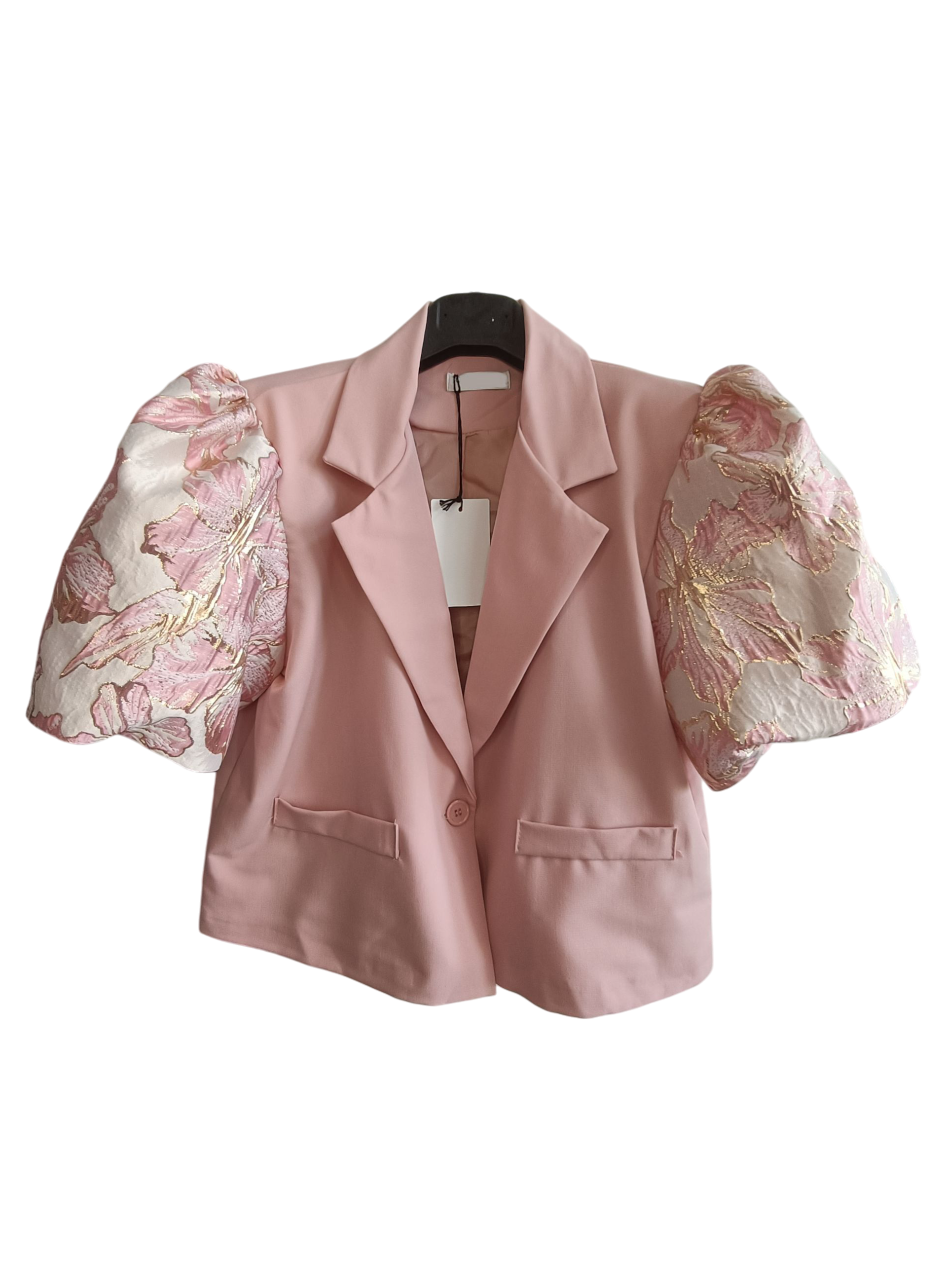 Korte blazer Jaquard mouwen; pofmouw - roze (clear)