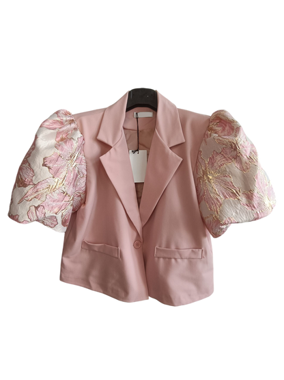 Korte blazer Jaquard mouwen; pofmouw - roze (clear)