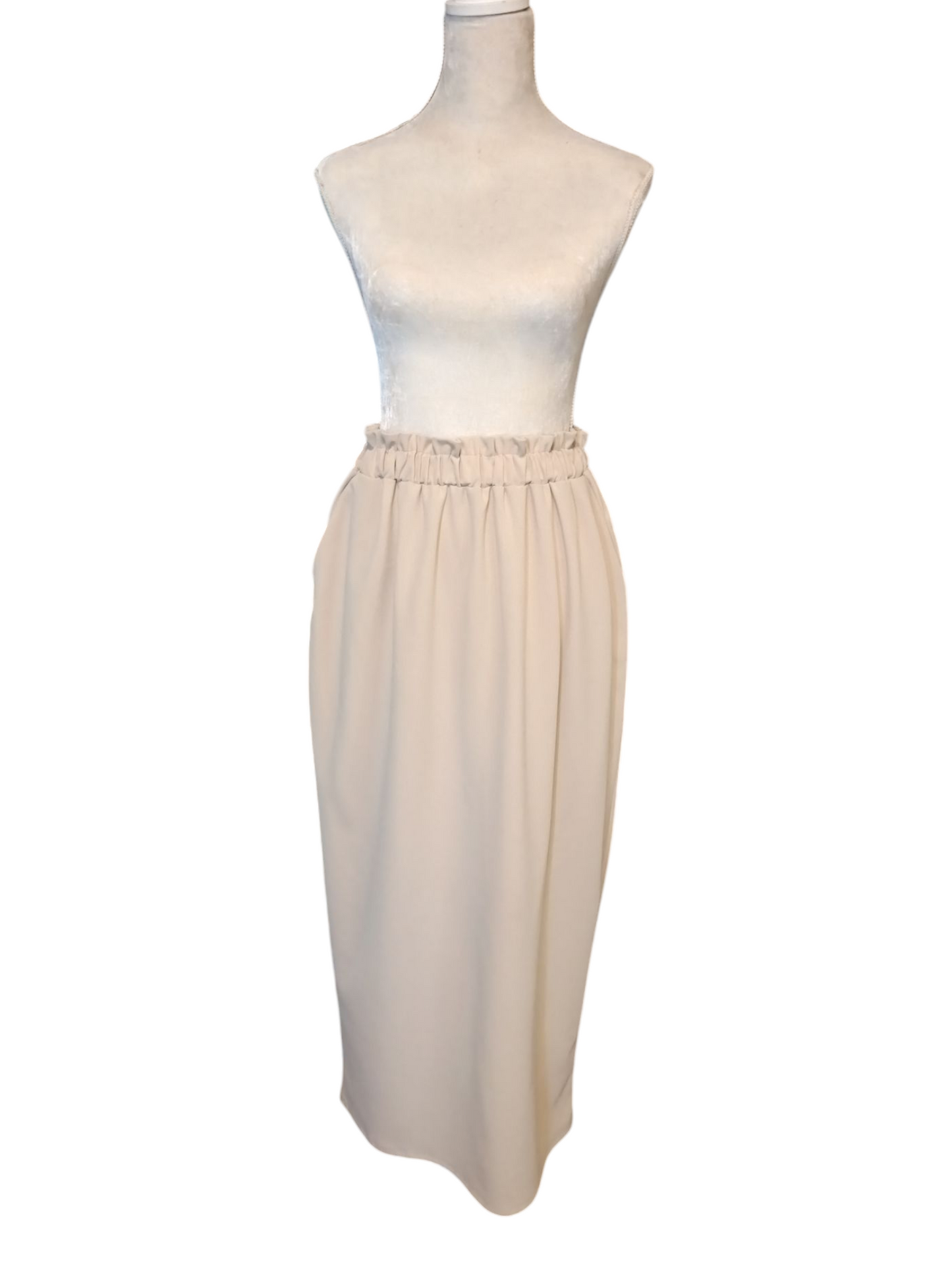 Libby - (Plussize) dames rok met zakken en elastische tailleband - Beige | Rock that Skirt collectie