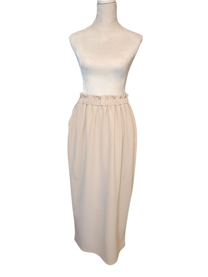 Libby - (Plussize) dames rok met zakken en elastische tailleband - Beige | Rock that Skirt collectie