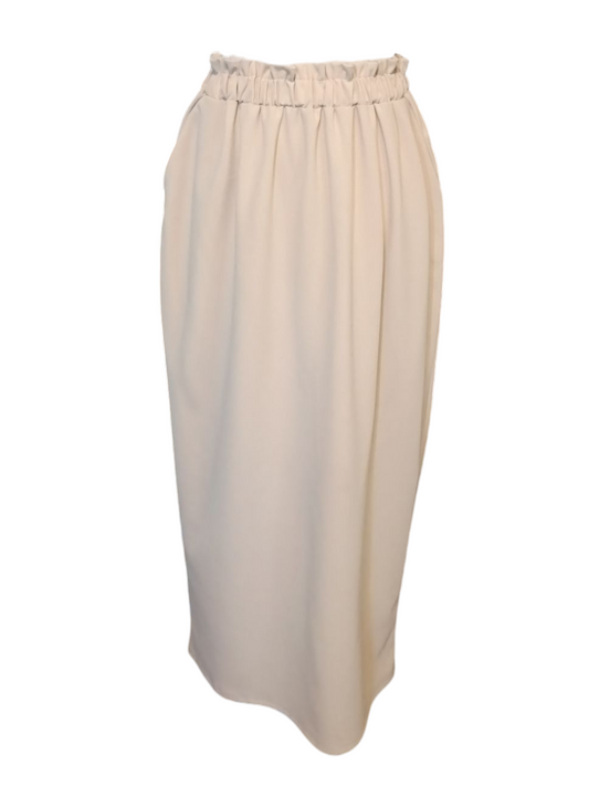Libby - (Plussize) dames rok met zakken en elastische tailleband - Beige | Rock that Skirt collectie
