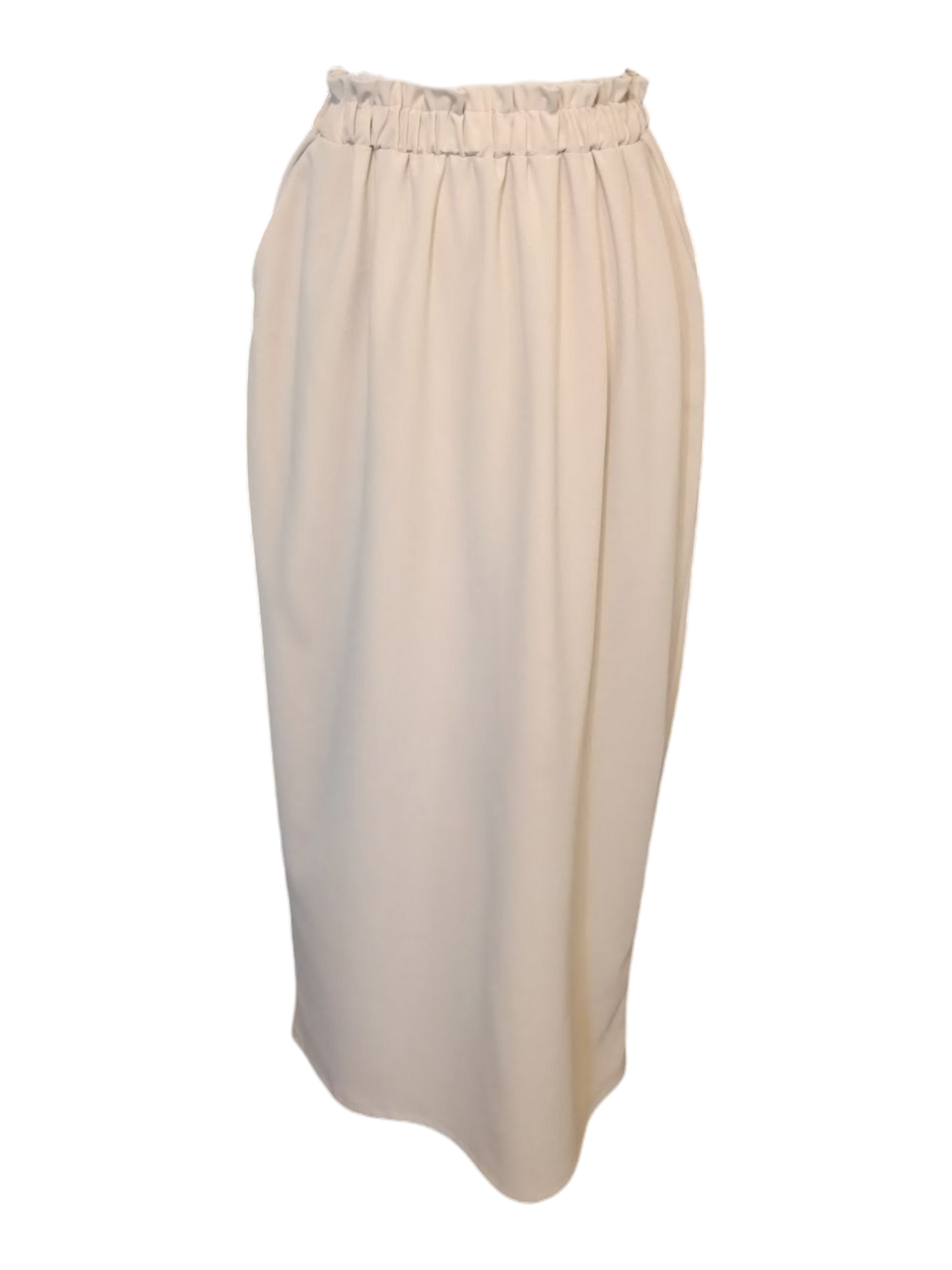 Libby - (Plussize) dames rok met zakken en elastische tailleband - Beige | Rock that Skirt collectie